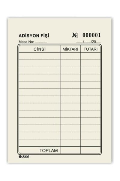 Büyük Adisyon Fişi 24 Adet