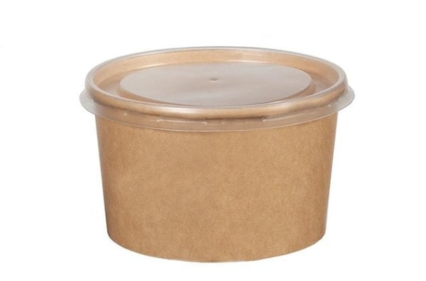 16 Oz Kraft Karton Çorba Kasesi Kapaklı 100 Adet