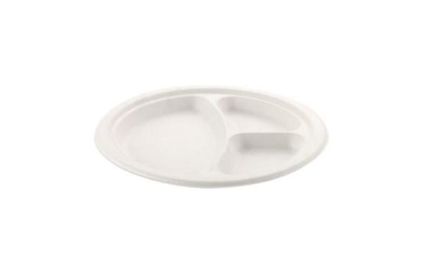 Naturel Kağıt Tabak 3 Göz 26 cm - 50 Adet