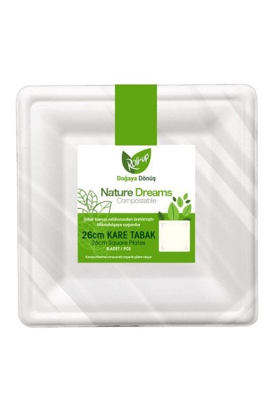 Ekolojik Naturel Kare Kağıt Tabak 25 Adet