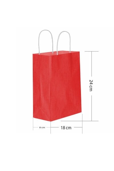 Roll-Up Party Dreams Kraft Çanta Kırmızı 18 x 8 x 24 Cm 25'li