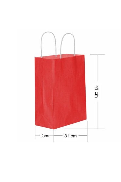 Roll-Up Party Dreams Kraft Çanta Kırmızı 31 x 12 x 41 Cm 25'li
