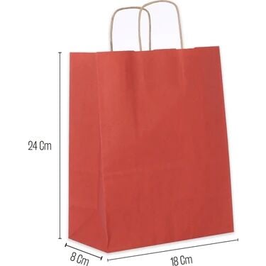 Roll-Up Party Dreams Kraft Çanta Kırmızı 18 x 8 x 24 Cm 25'li