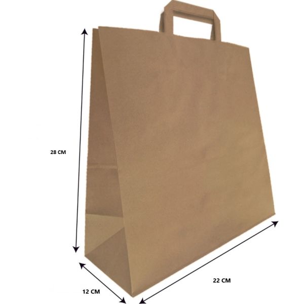Kraft Kağıt Çanta 22 x 12 x 28 Cm Flat Saplı 250 Adet
