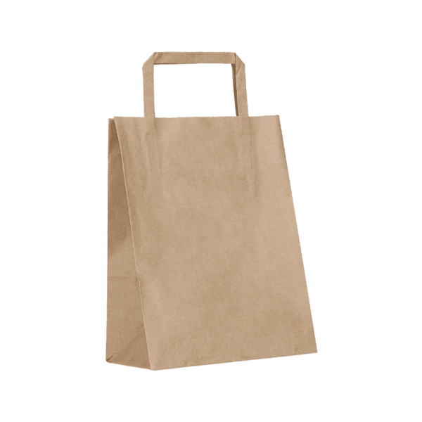 Kraft Kağıt Çanta 22 x 12 x 28 Cm Flat Saplı 250 Adet