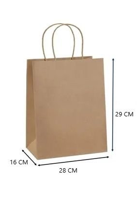 Kraft Kağıt Çanta 28 x 16 x 29 Cm Burgu Saplı 250 Adet