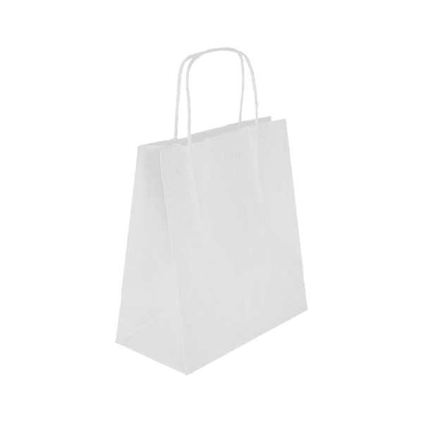 Beyaz Kağıt Çanta 32 x 12 x 41 Cm Burgu Saplı 250 Adet